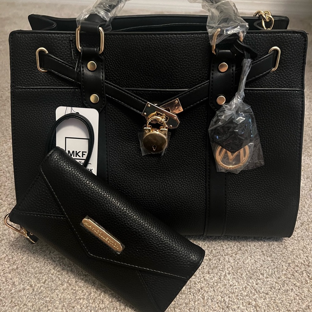 Brand new with tags Mia K Collection black satchel with matching wallet